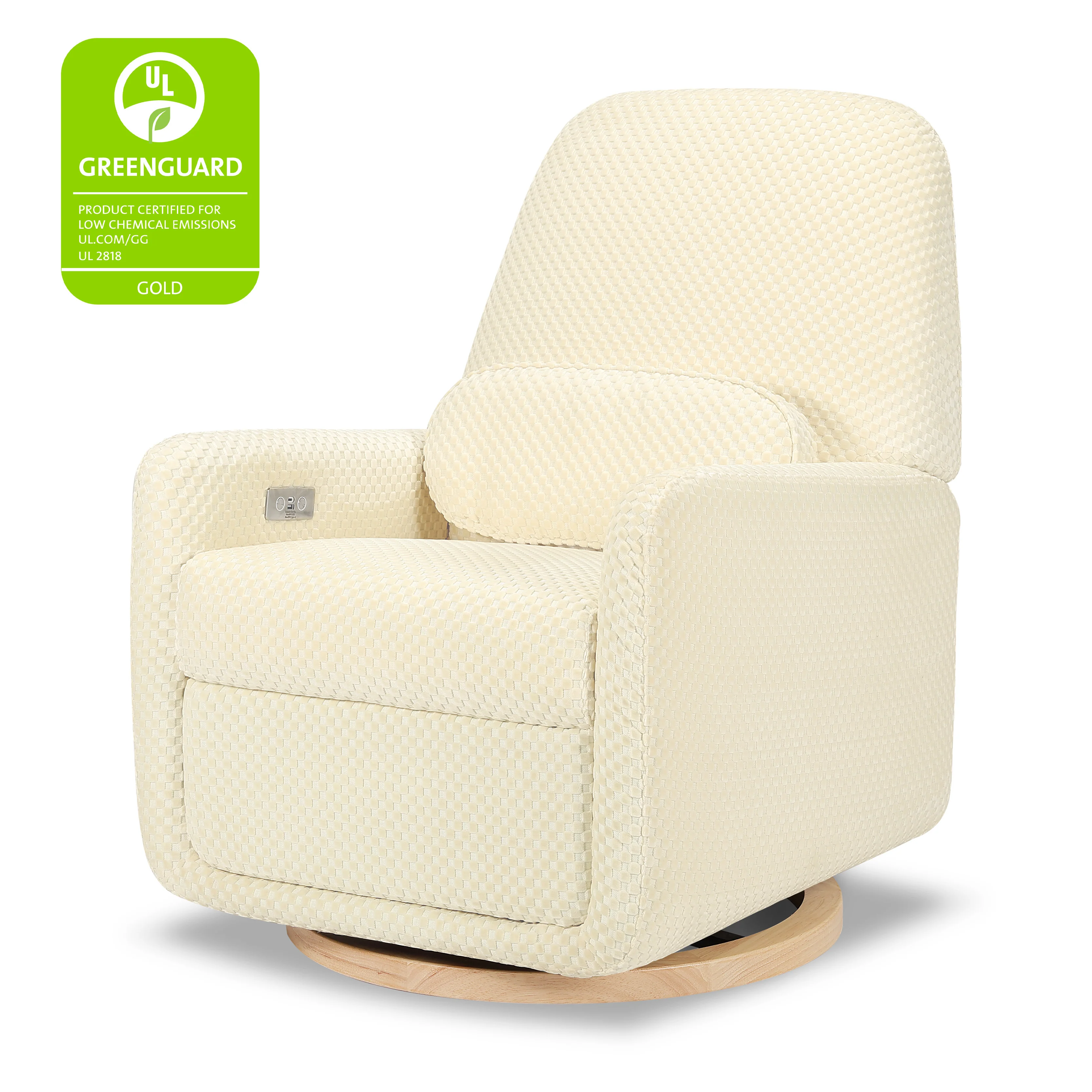 Arc Electronic Recliner and Swivel Glider in Velvet Checker with USB port - Image 4