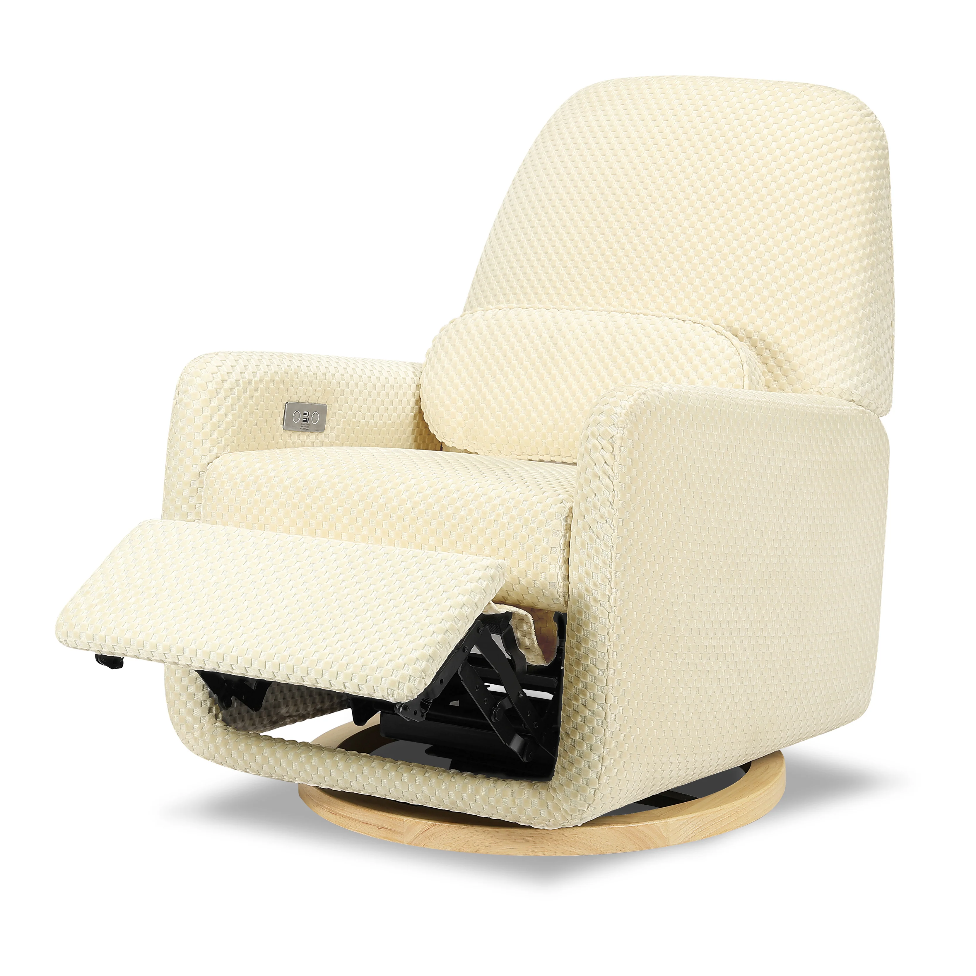 Arc Electronic Recliner and Swivel Glider in Velvet Checker with USB port - Image 5