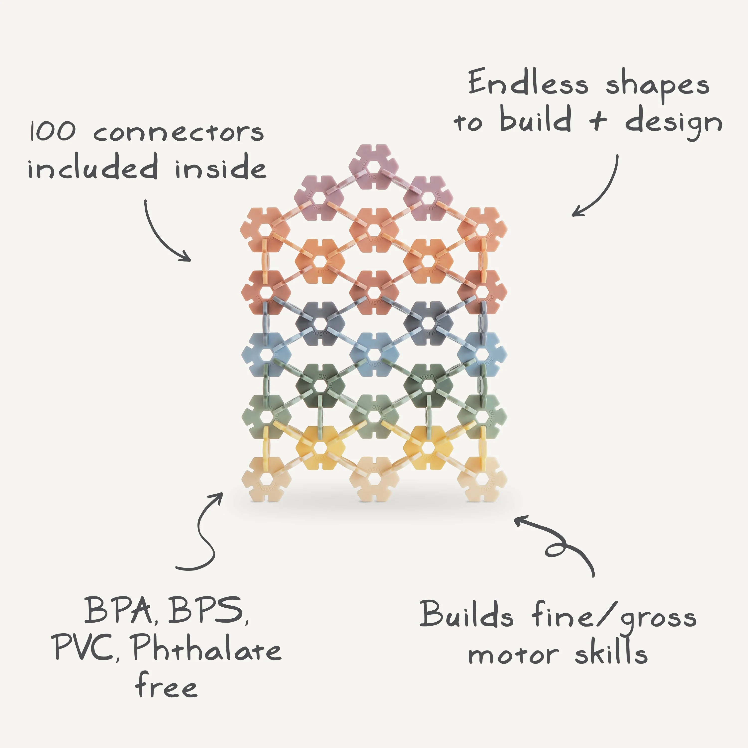 Mushie HEX Connect Building Toy Set - Image 3