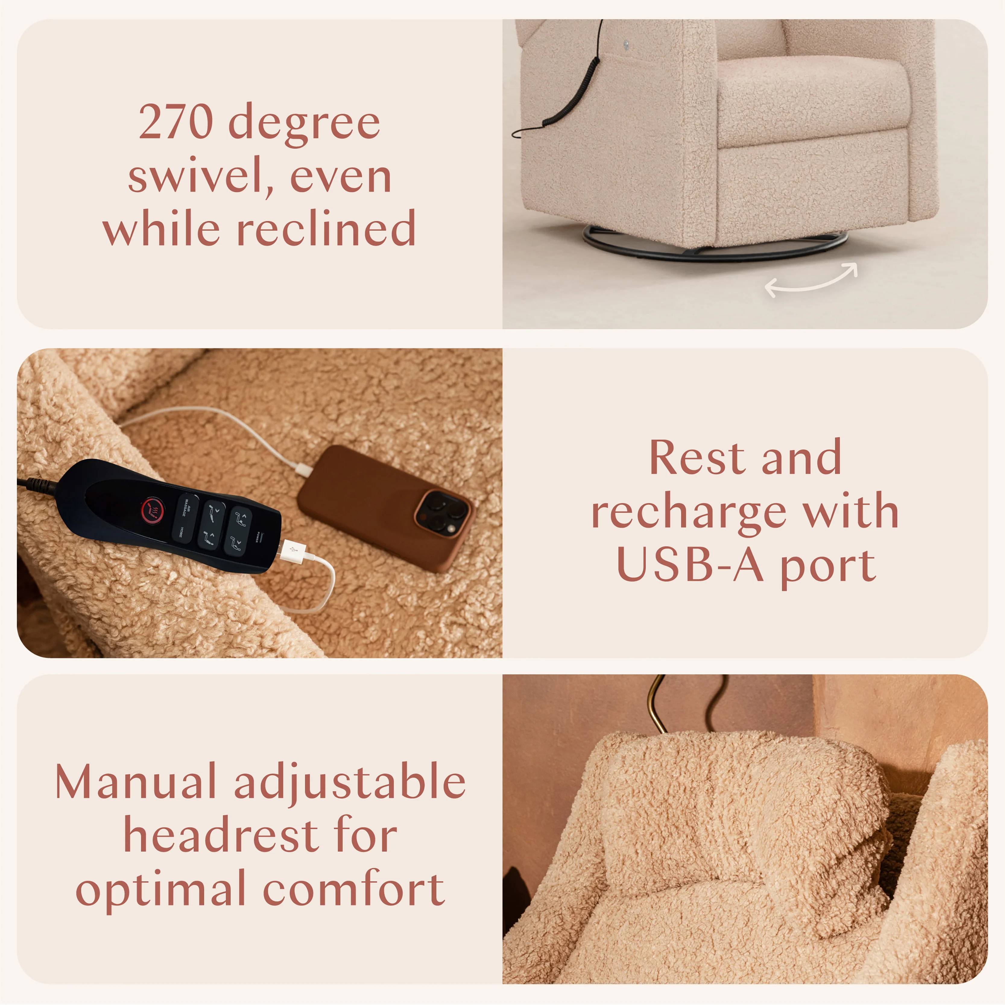 Kiwi Deluxe Power Recliner and Swivel Glider with Heat and Massage - Image 23