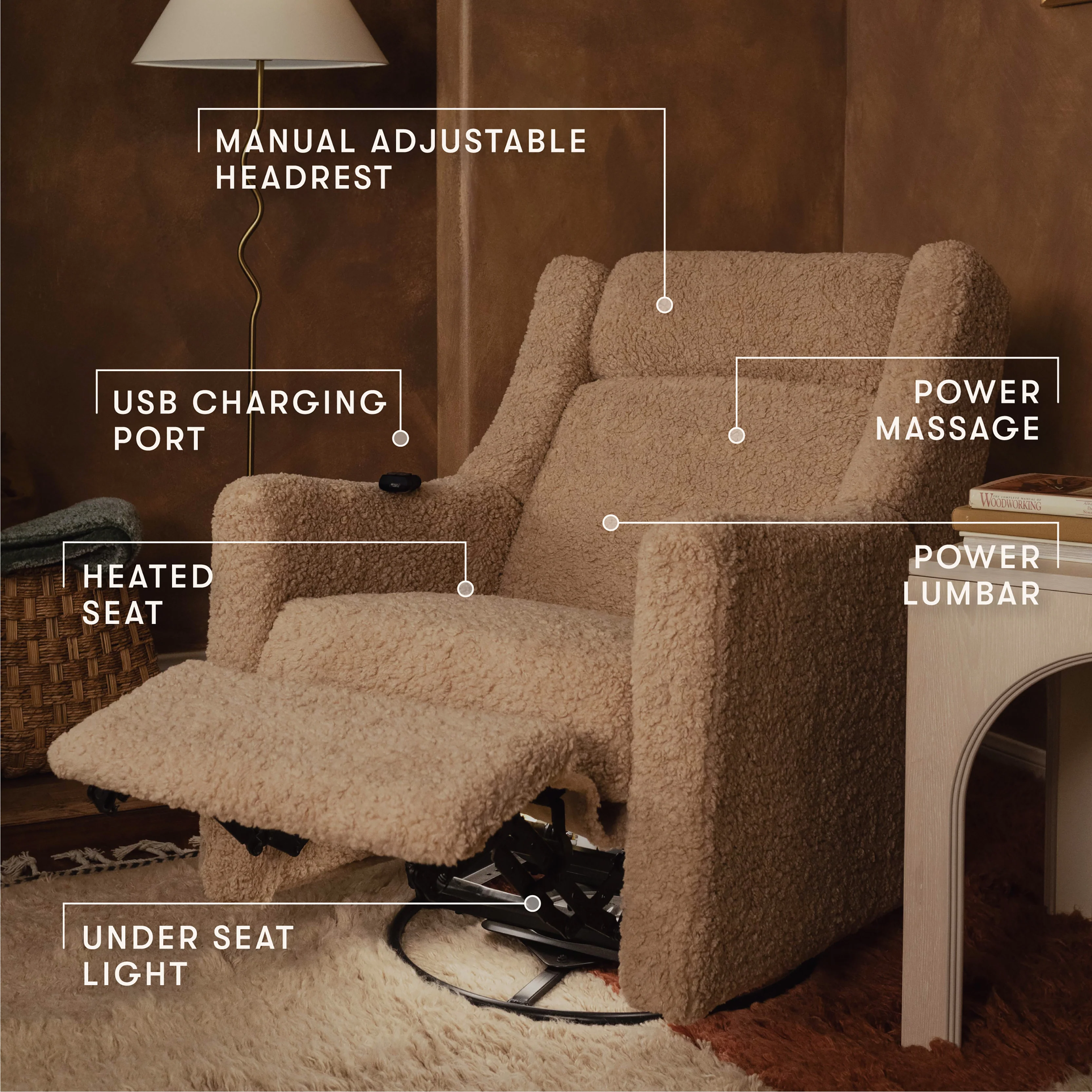 Kiwi Deluxe Power Recliner and Swivel Glider with Heat and Massage - Image 25