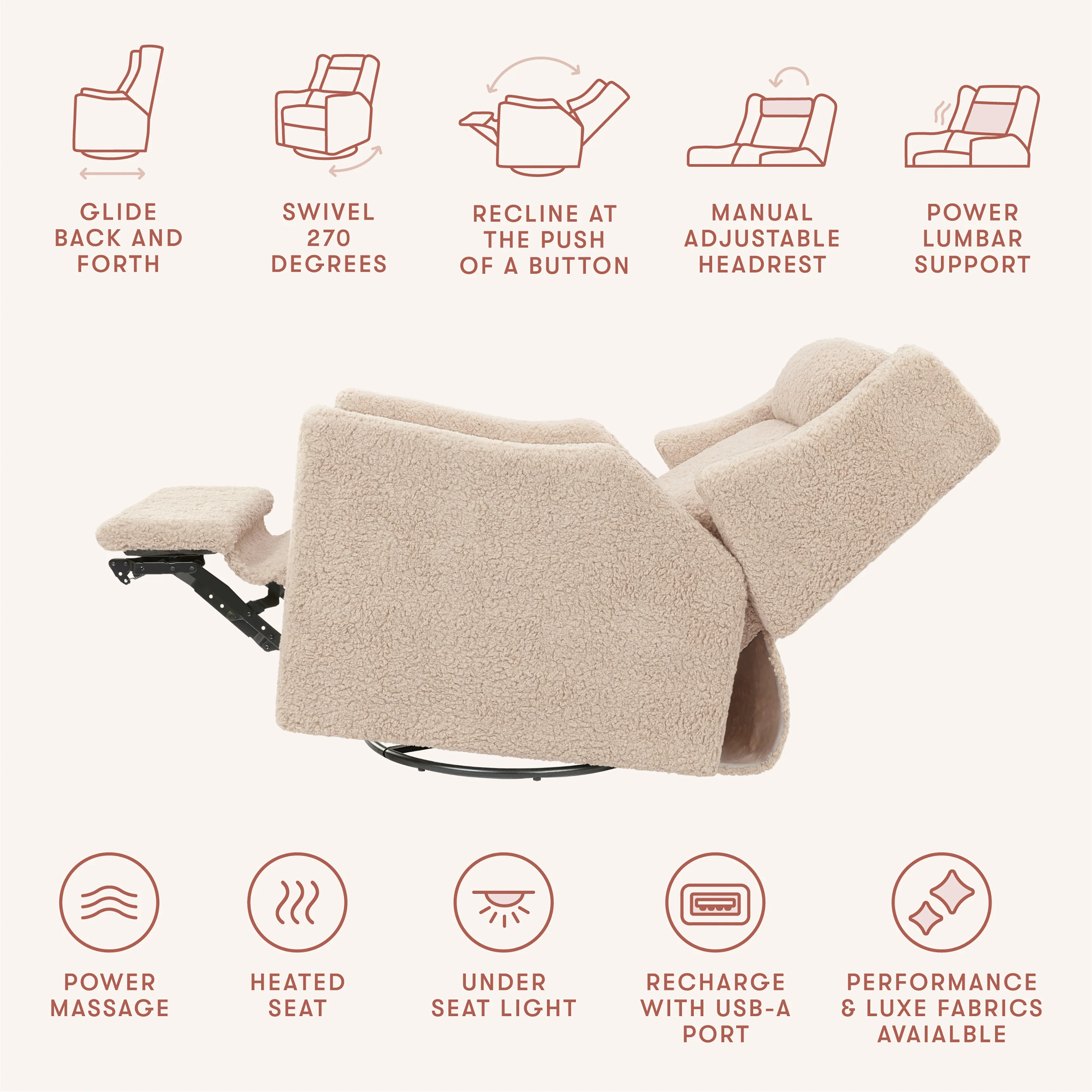 Kiwi Deluxe Power Recliner and Swivel Glider with Heat and Massage - Image 26