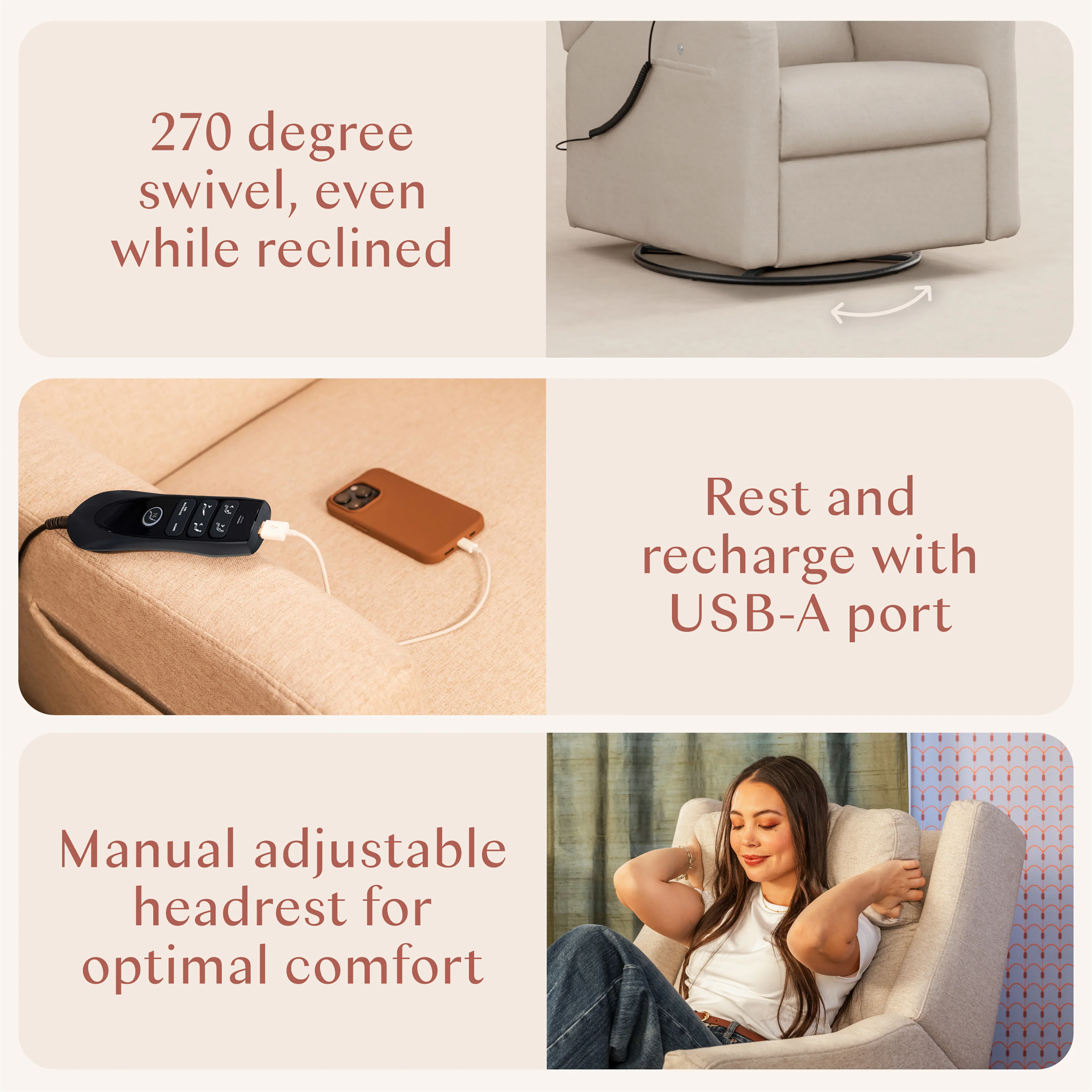 Kiwi Deluxe Power Recliner and Swivel Glider with Heat and Massage - Image 42