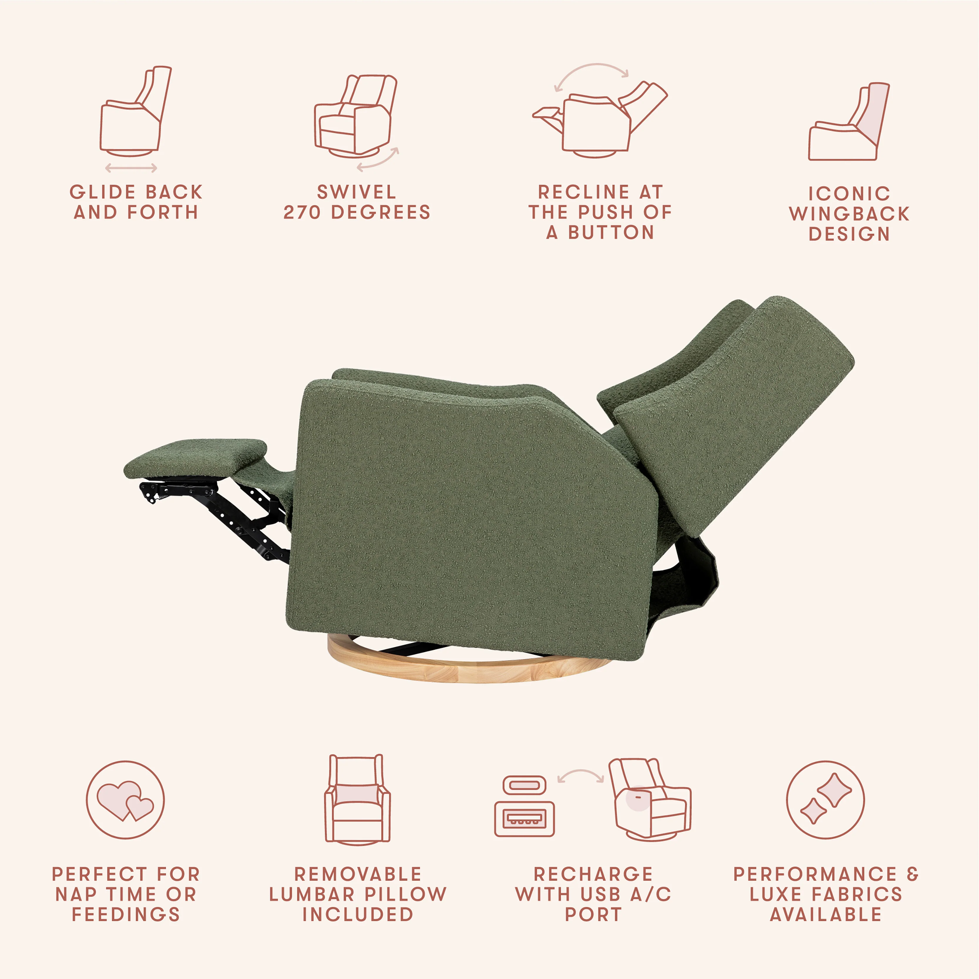 Kiwi Electronic Recliner and Swivel Glider with USB port - Image 102
