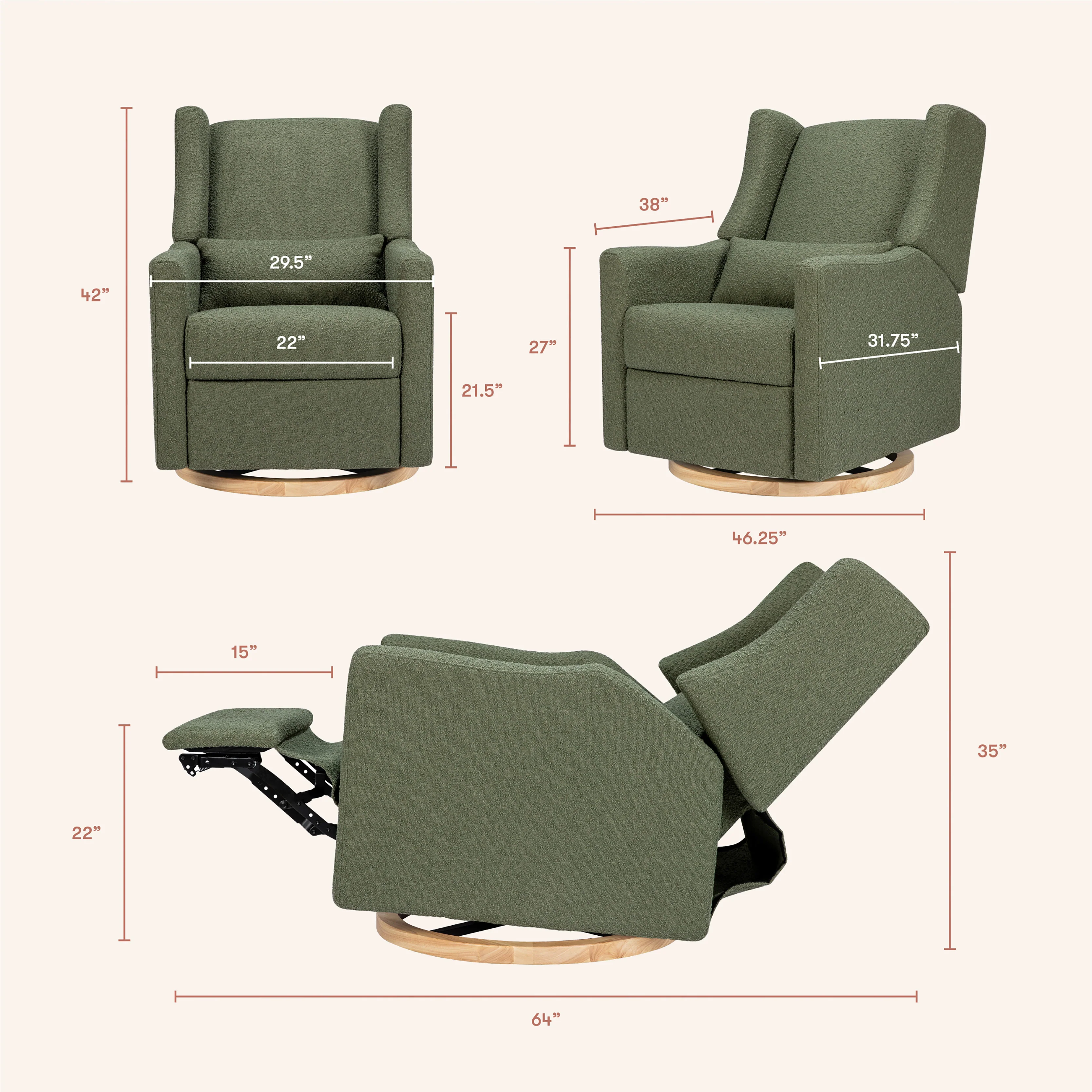 Kiwi Electronic Recliner and Swivel Glider with USB port - Image 110