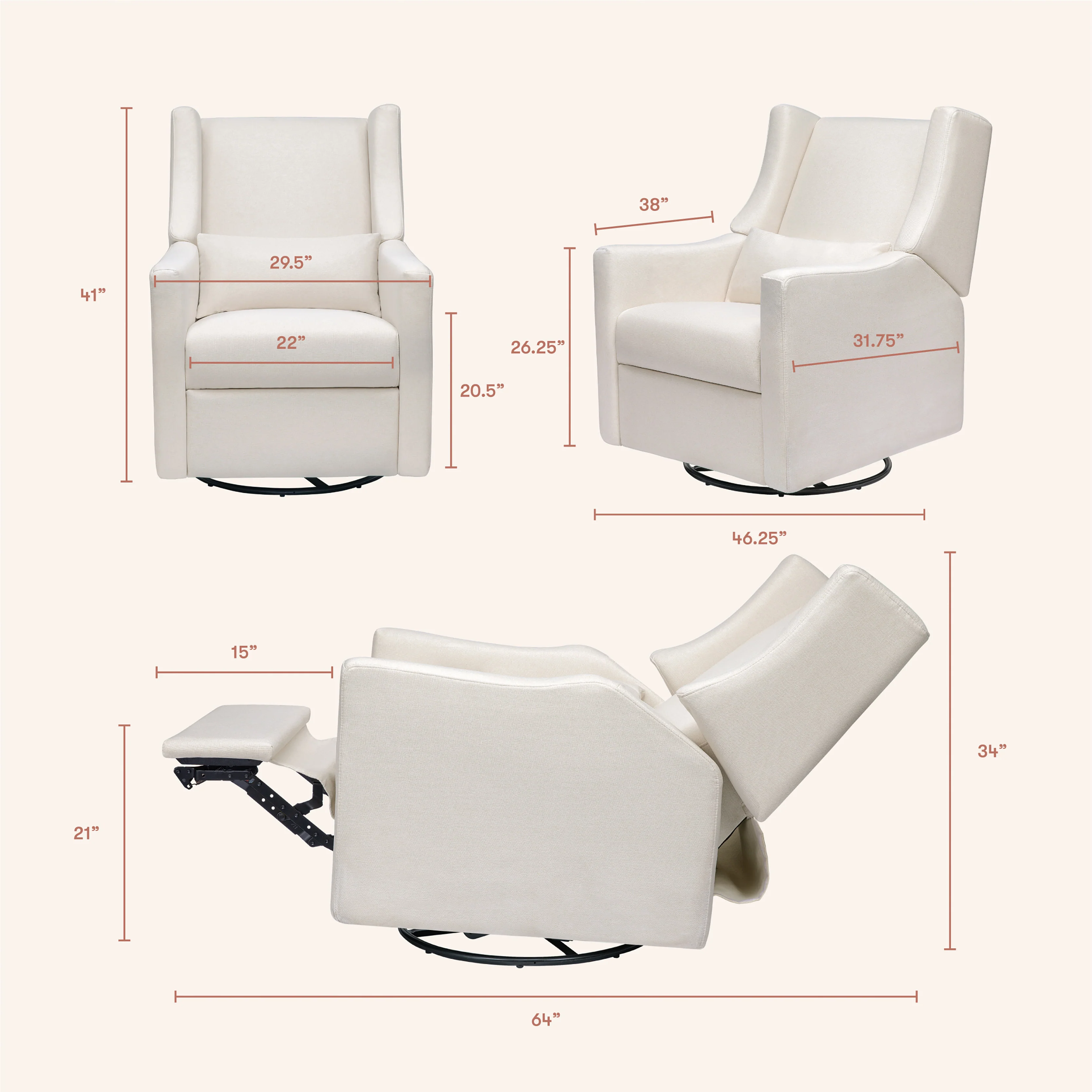 Kiwi Electronic Recliner and Swivel Glider with USB port - Image 42
