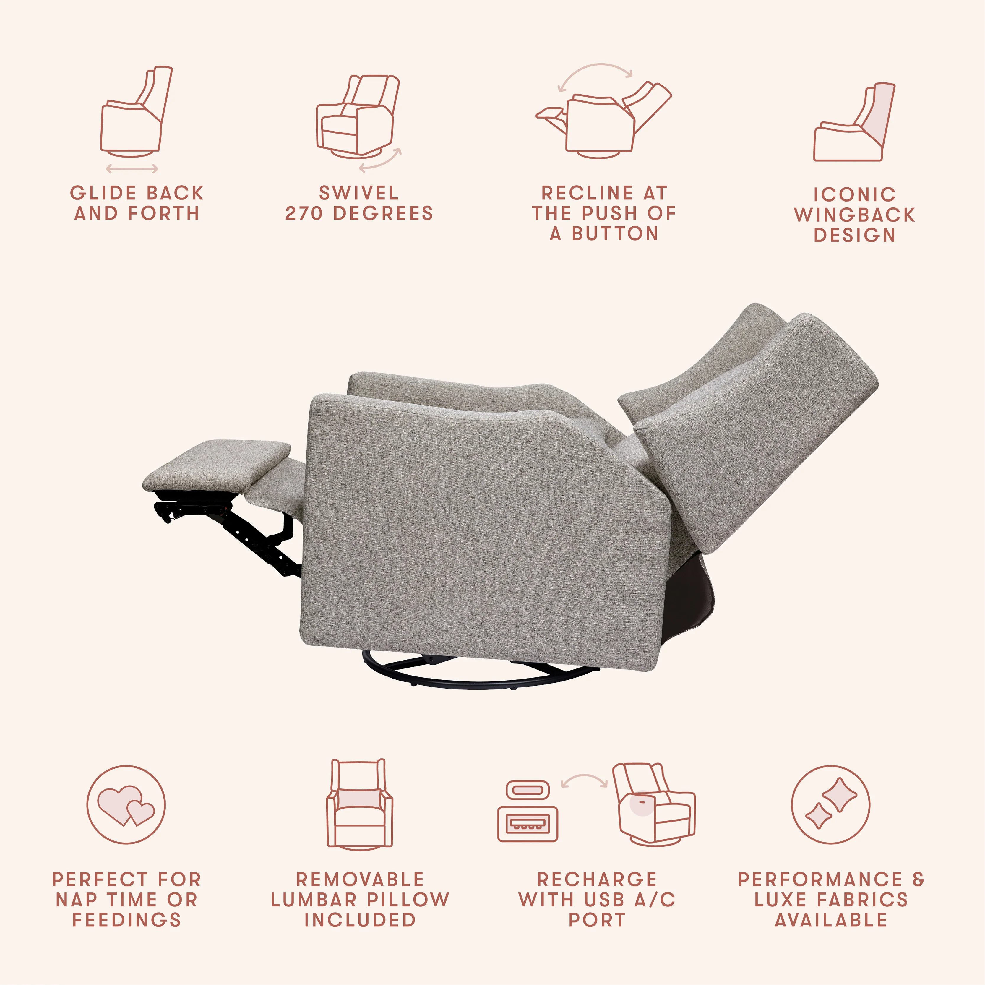 Kiwi Electronic Recliner and Swivel Glider with USB port - Image 48
