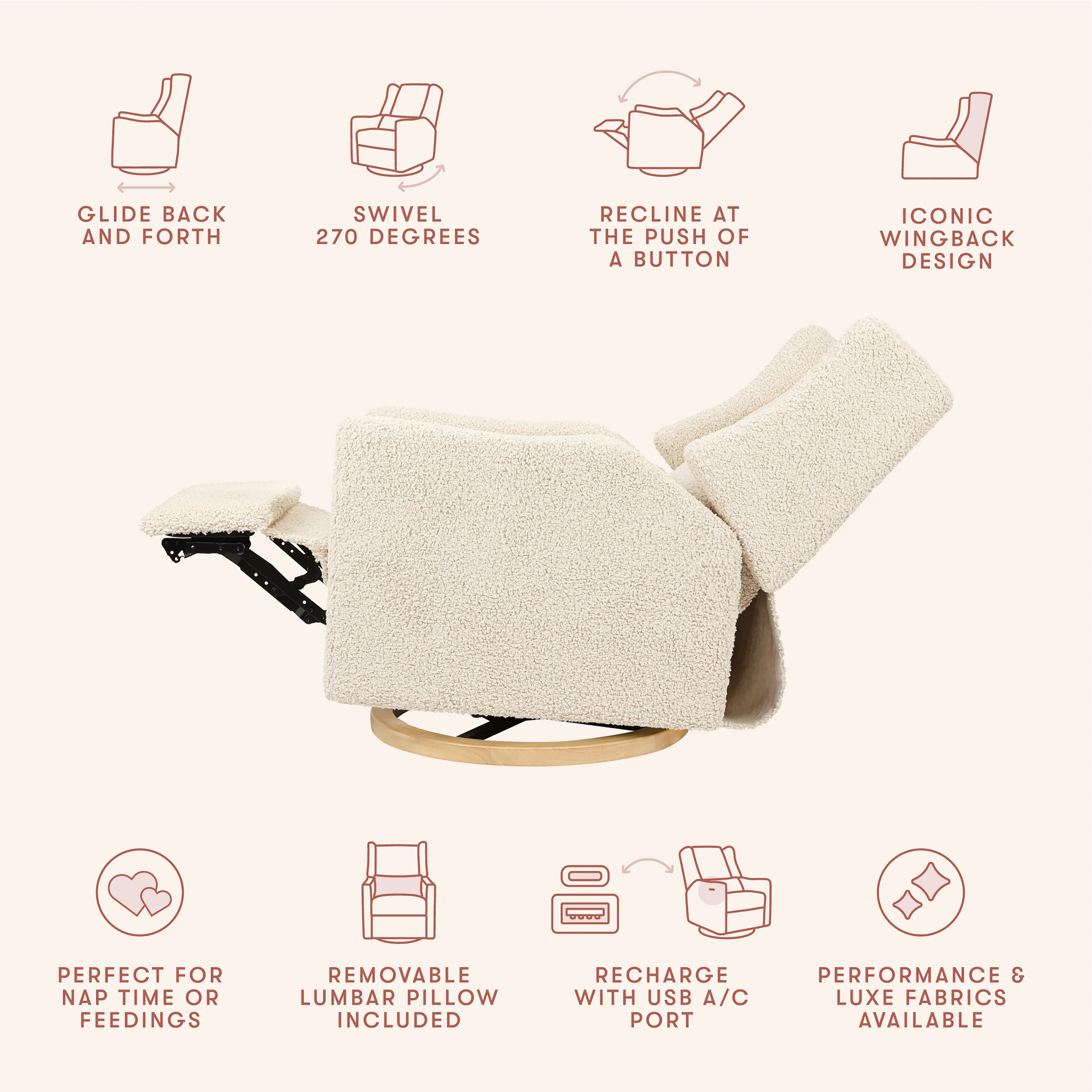 Kiwi Electronic Recliner and Swivel Glider with USB port - Image 64