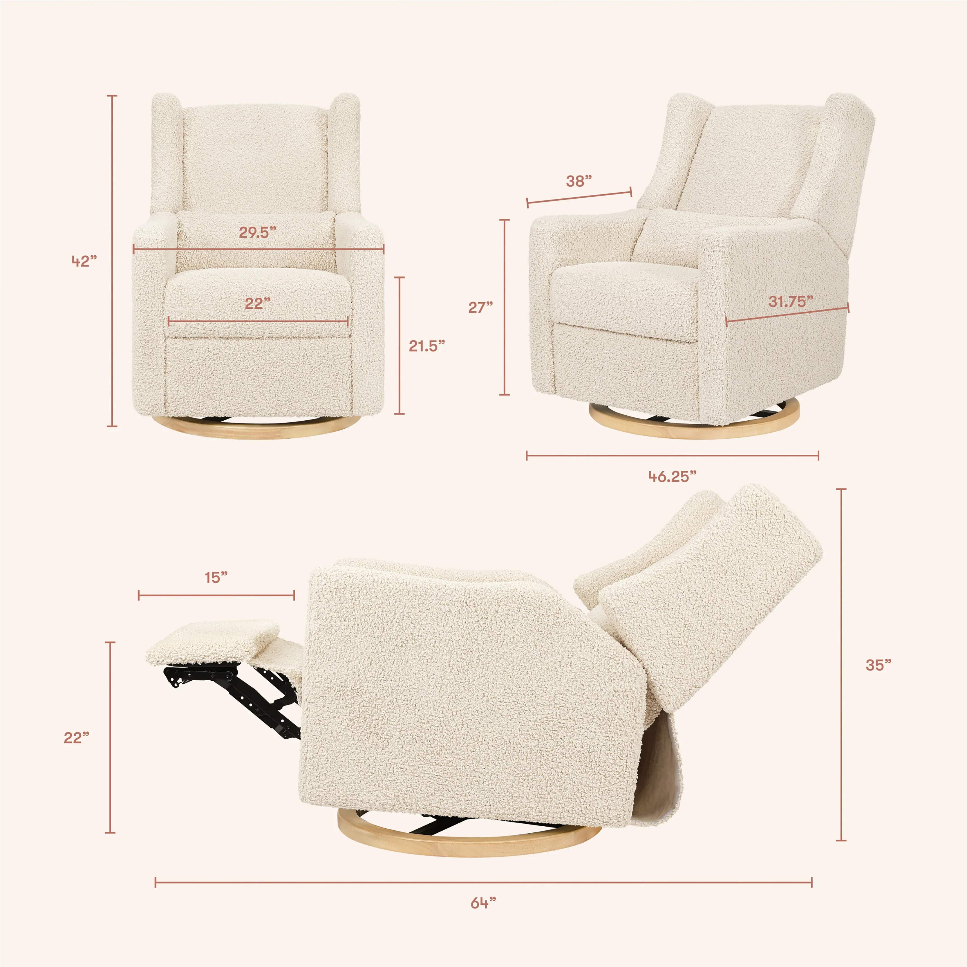 Kiwi Electronic Recliner and Swivel Glider with USB port - Image 72