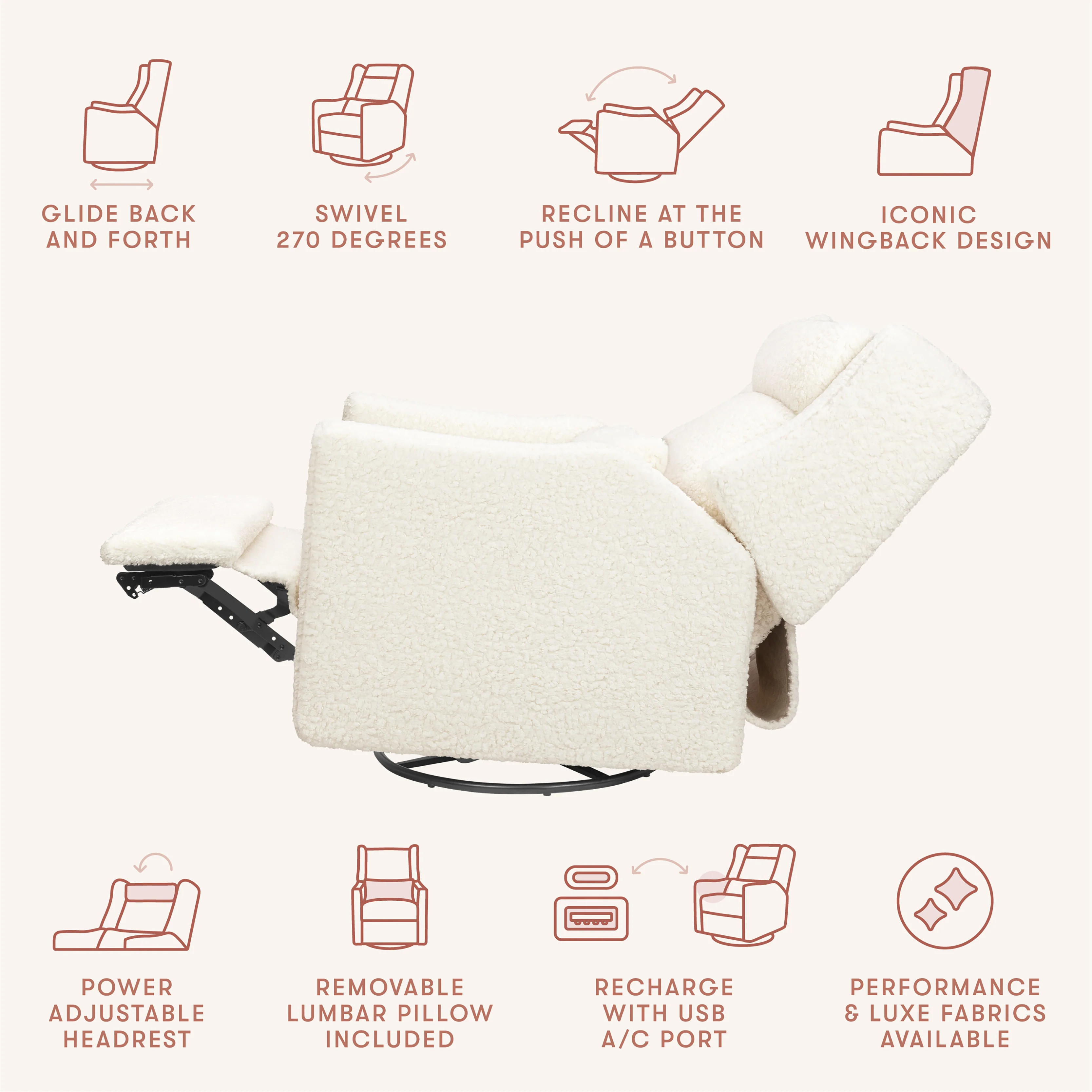 Kiwi Plus Power Recliner and Swivel Glider with Power Adjustable Headrest and USB Port - Image 37