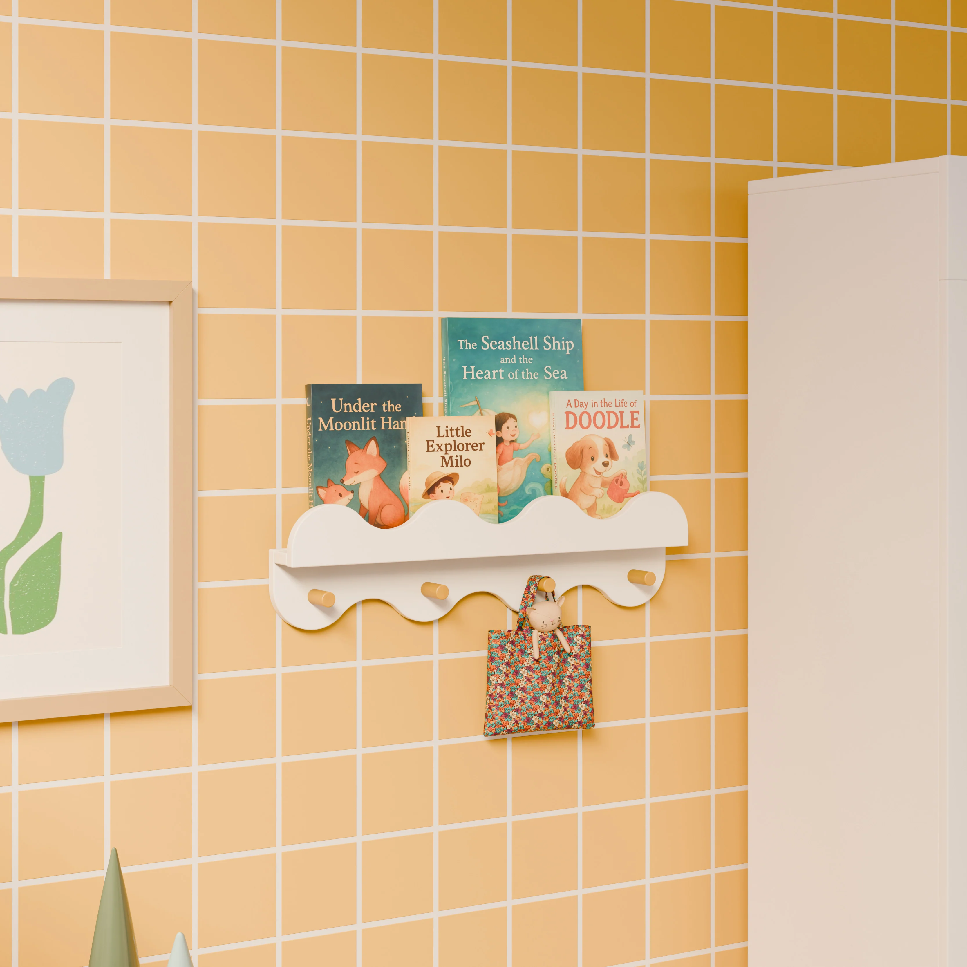 Lido Wave Bookshelf with Hooks - Image 8
