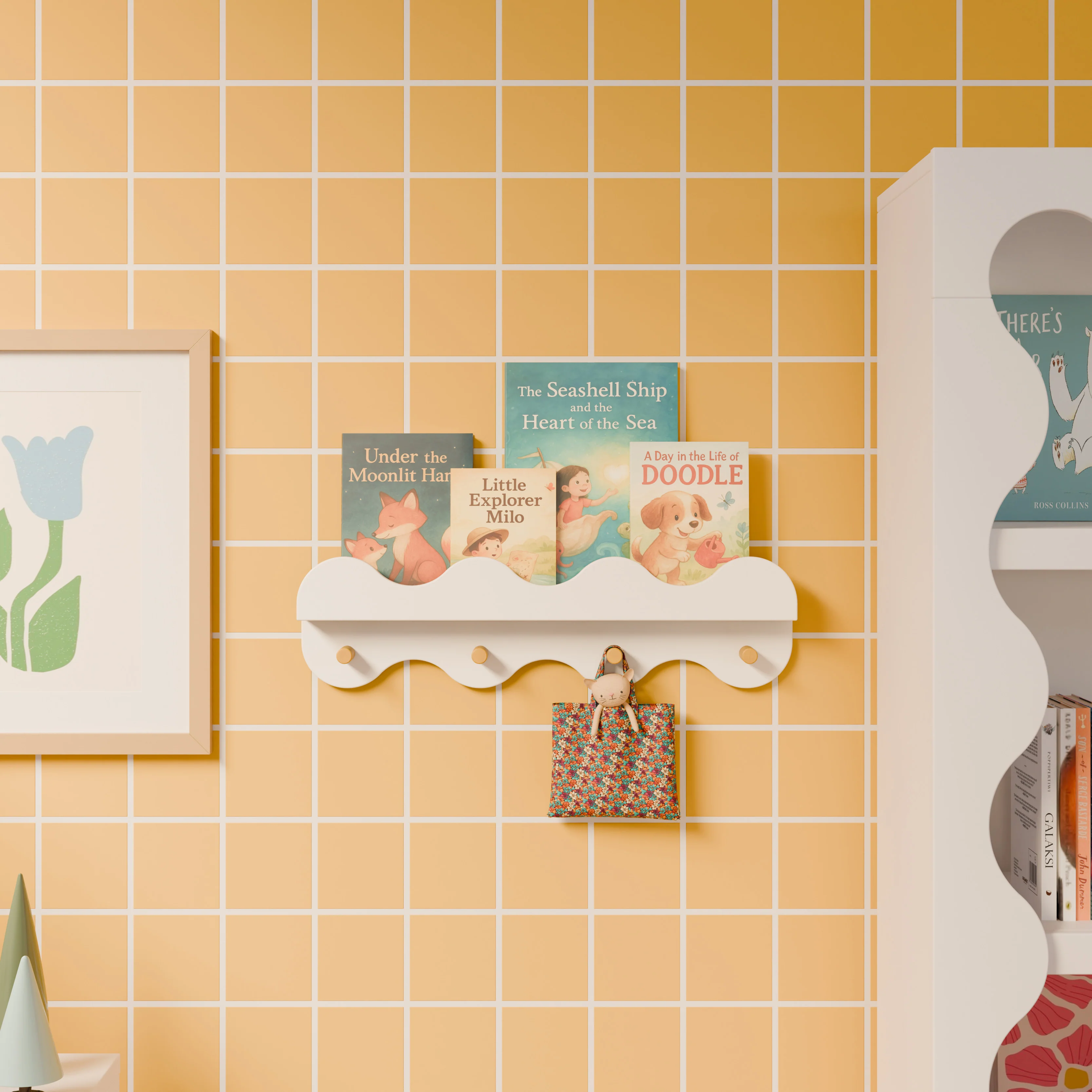 Lido Wave Bookshelf with Hooks - Image 9