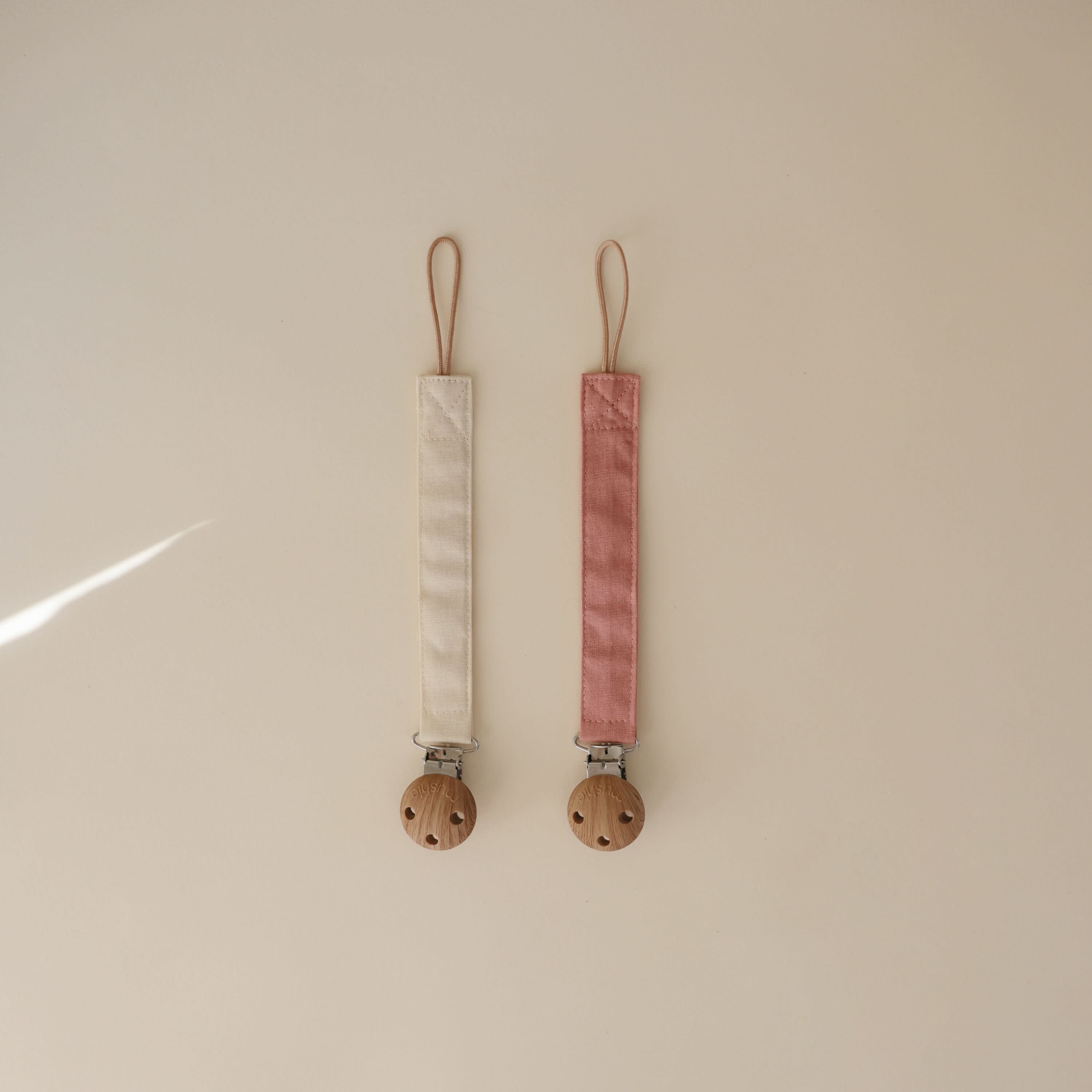 Mushie Linen Pacifier Clip 2-Pack - Image 7
