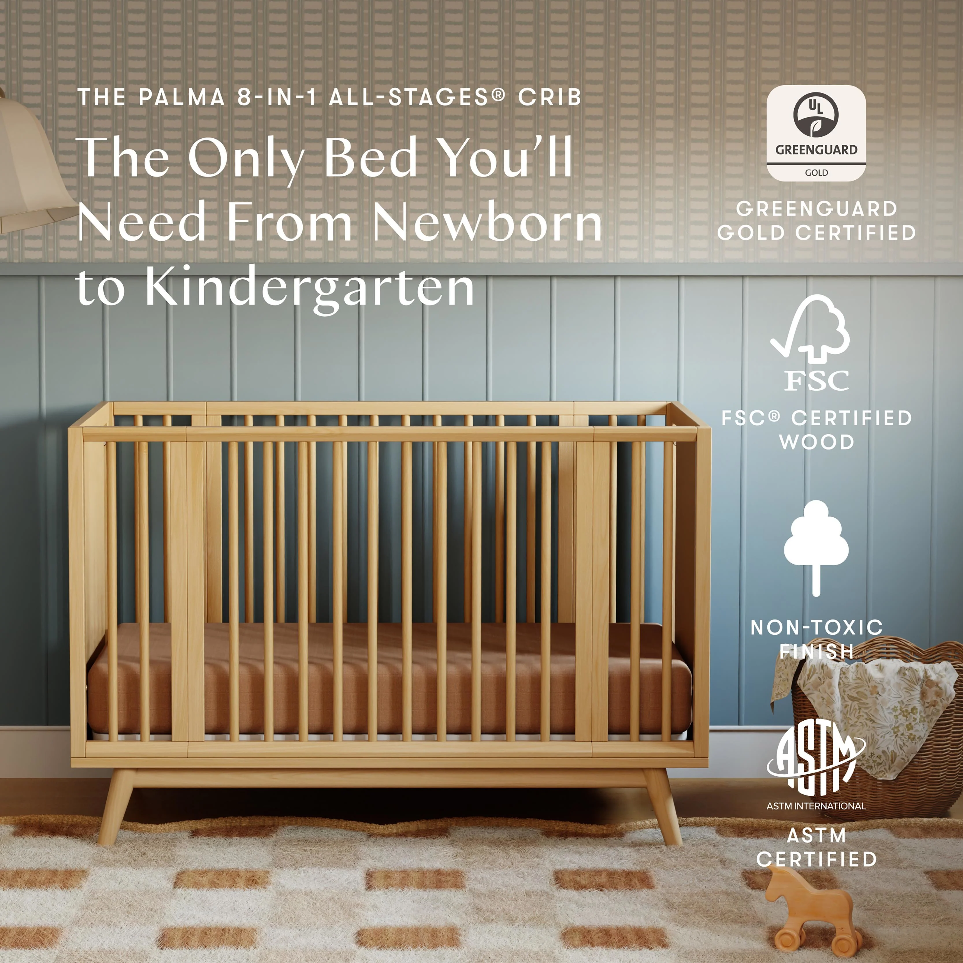 Palma 8-in-1 Convertible All-Stages® Crib with Bassinet & Toddler Bed Kits - Image 23