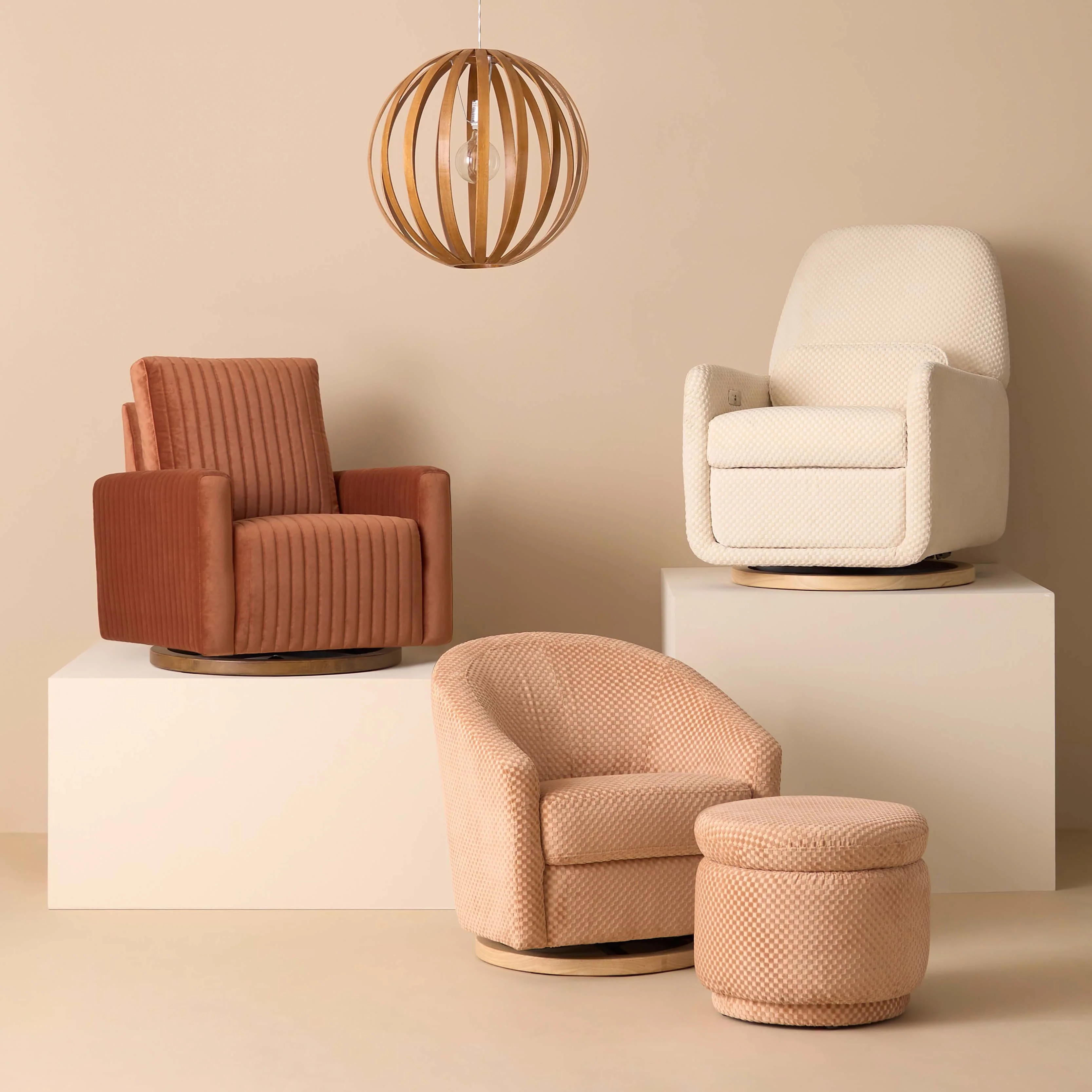 Poe Channeled Swivel Glider in Velvet - Image 3