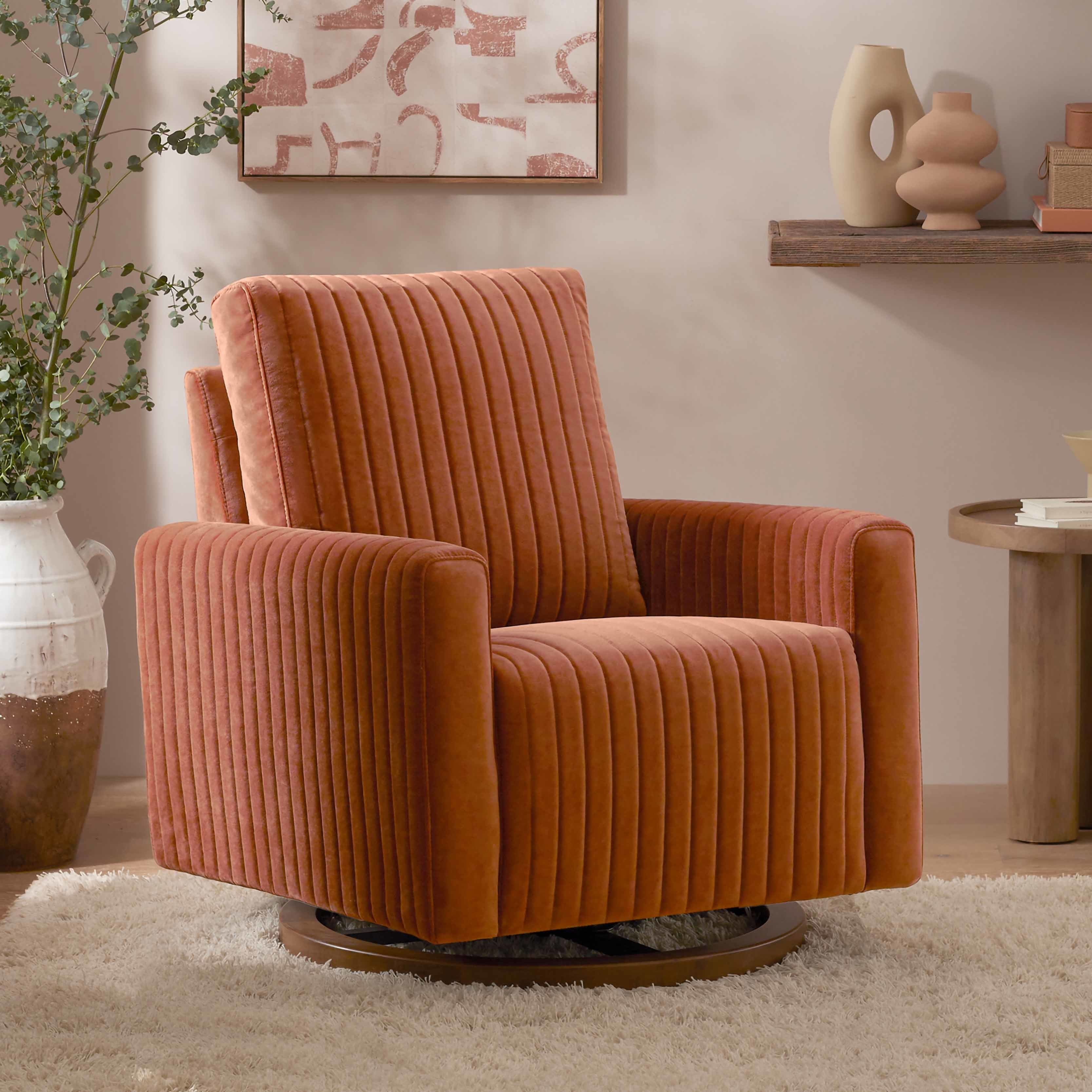 Poe Channeled Swivel Glider in Velvet - Image 4