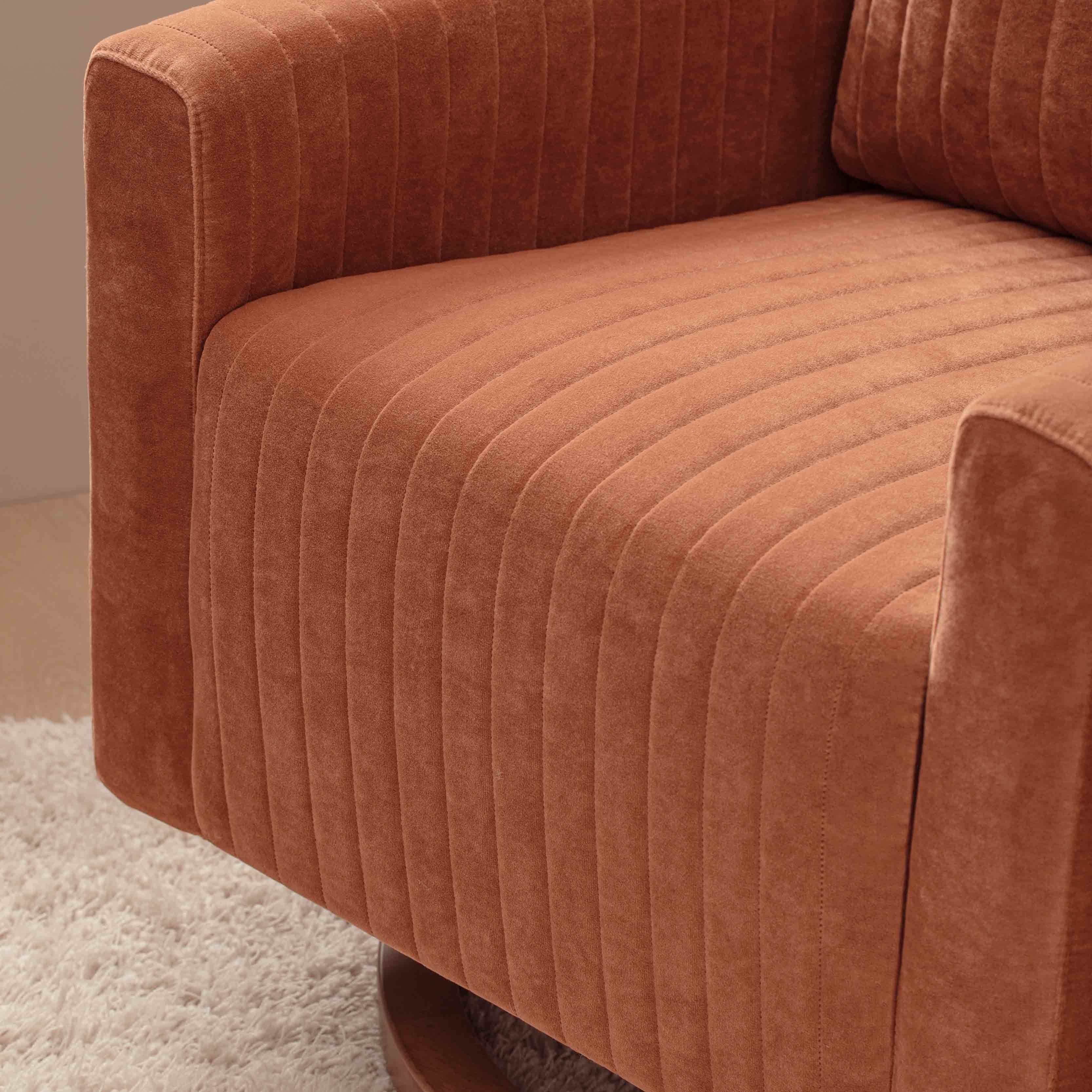 Poe Channeled Swivel Glider in Velvet - Image 5