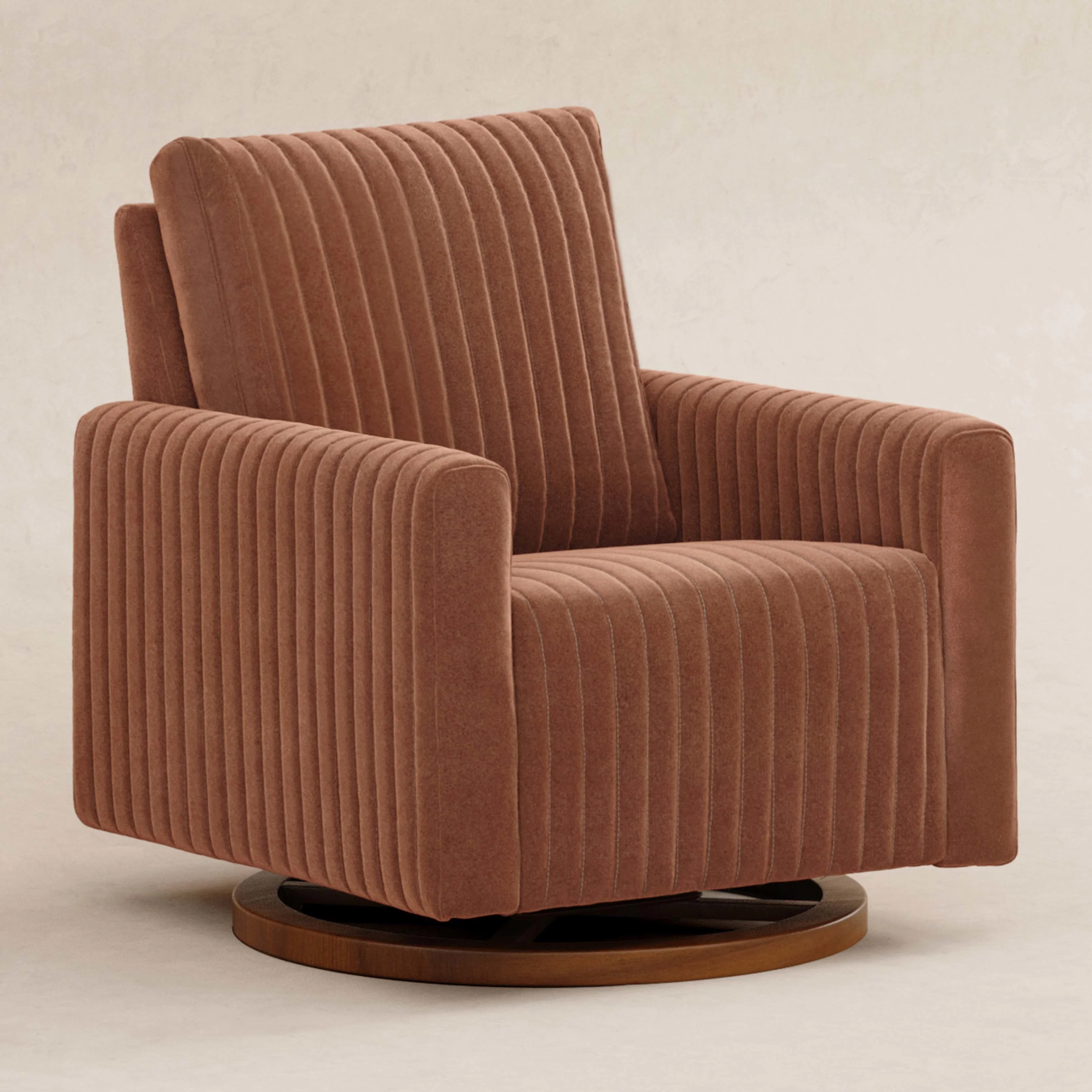 Poe Channeled Swivel Glider in Velvet - Image 6