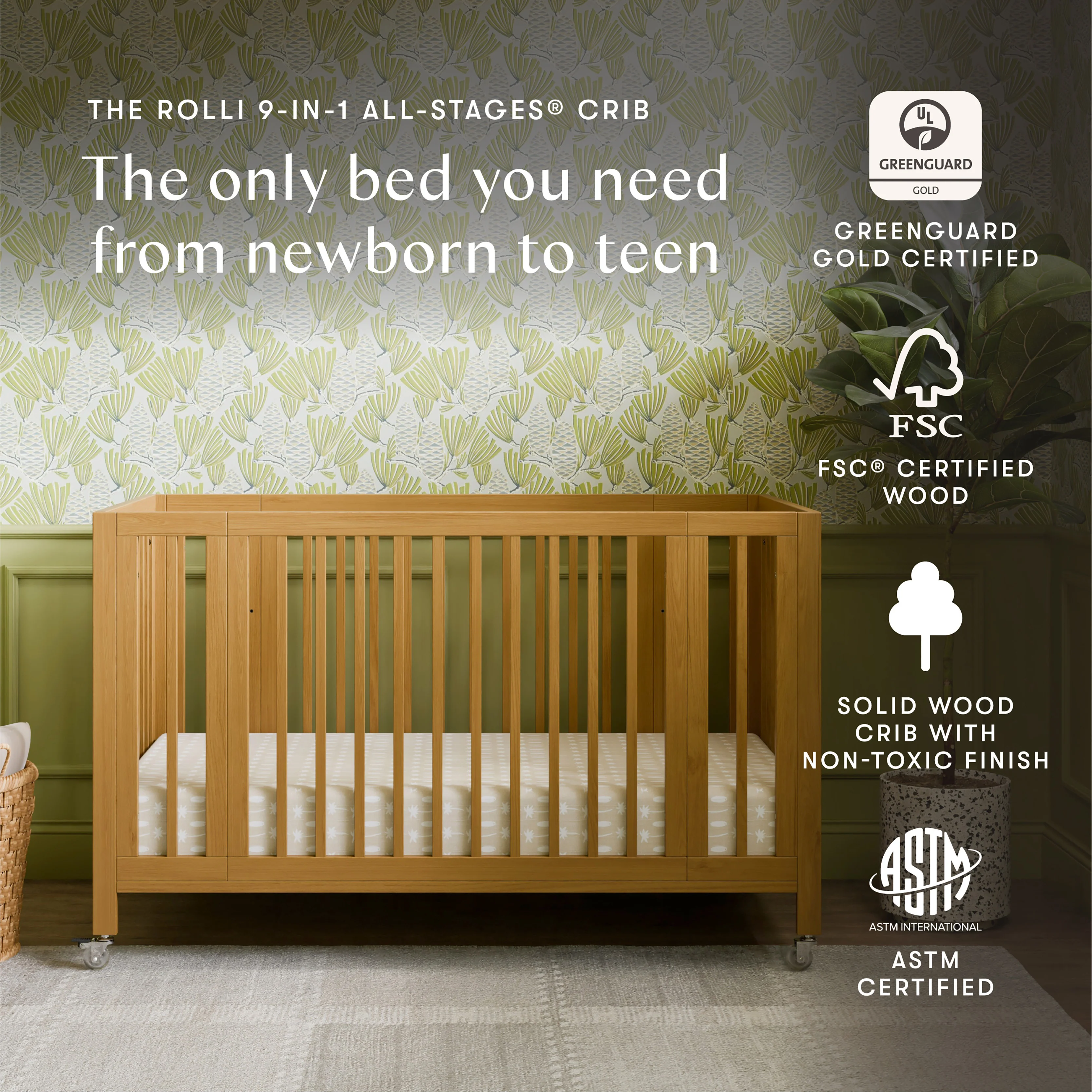 Rolli 9-in-1 Convertible All-Stages® Crib with Bassinet & Toddler Bed Conversion Kits - Image 23