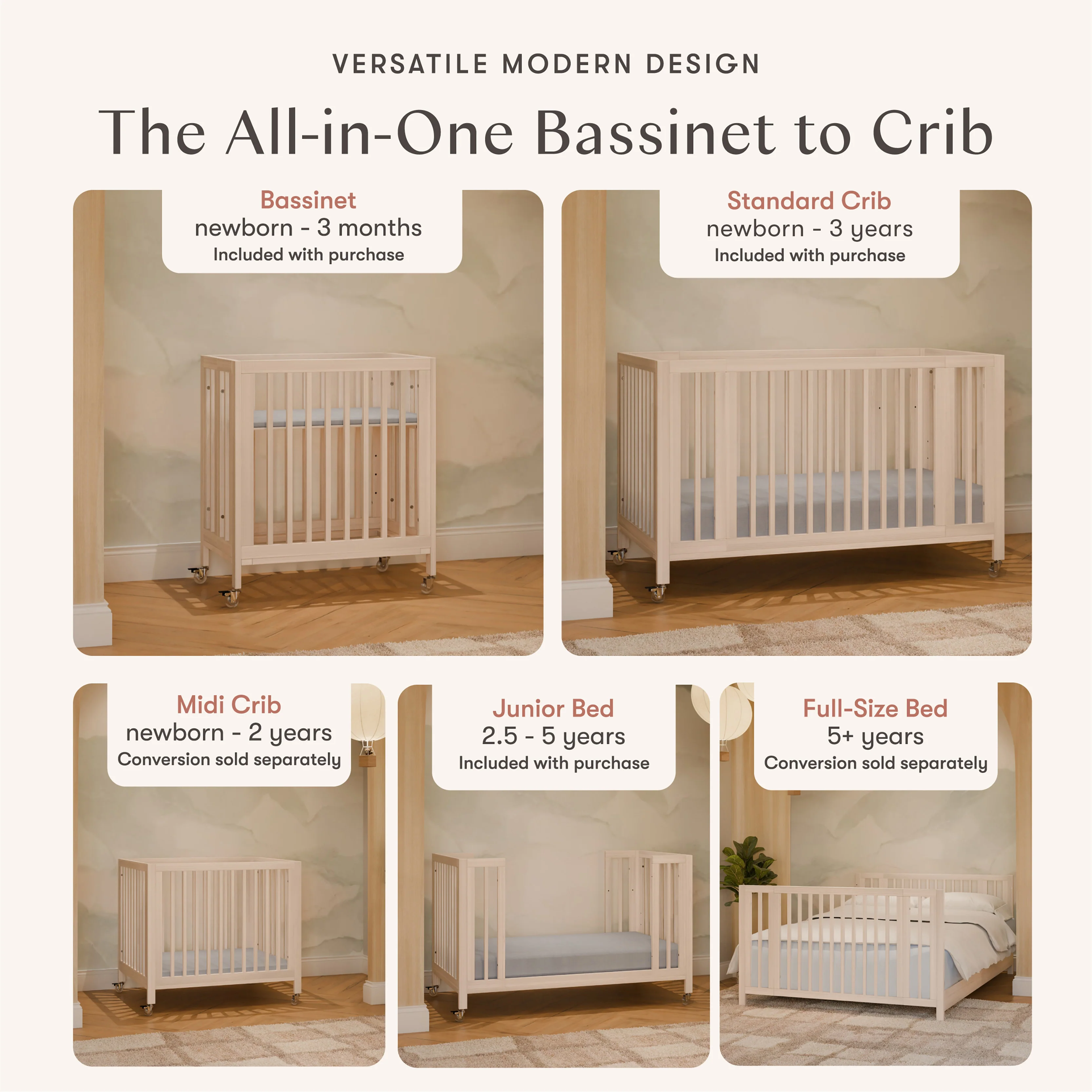 Rolli 9-in-1 Convertible All-Stages® Crib with Bassinet & Toddler Bed Conversion Kits - Image 44