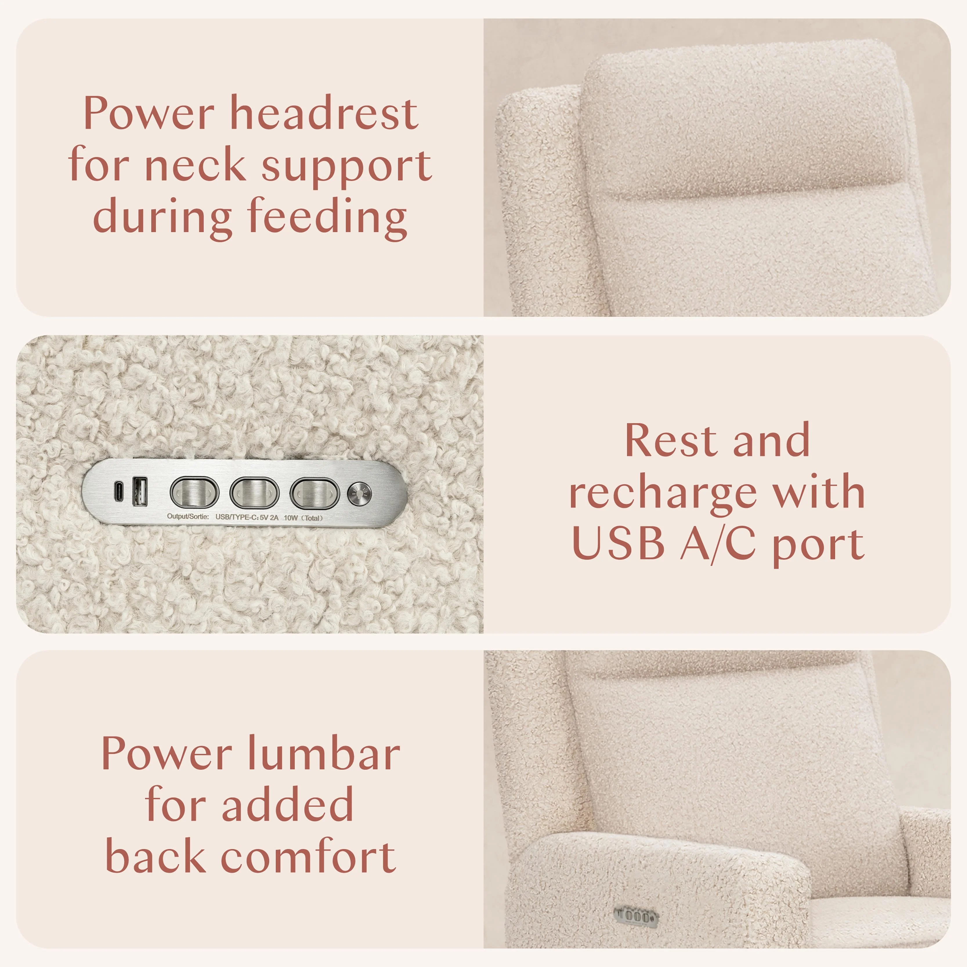 Sigi Pro Power Recliner and Swivel Glider with Power Adjustable Headrest and Lumbar Support - Image 4